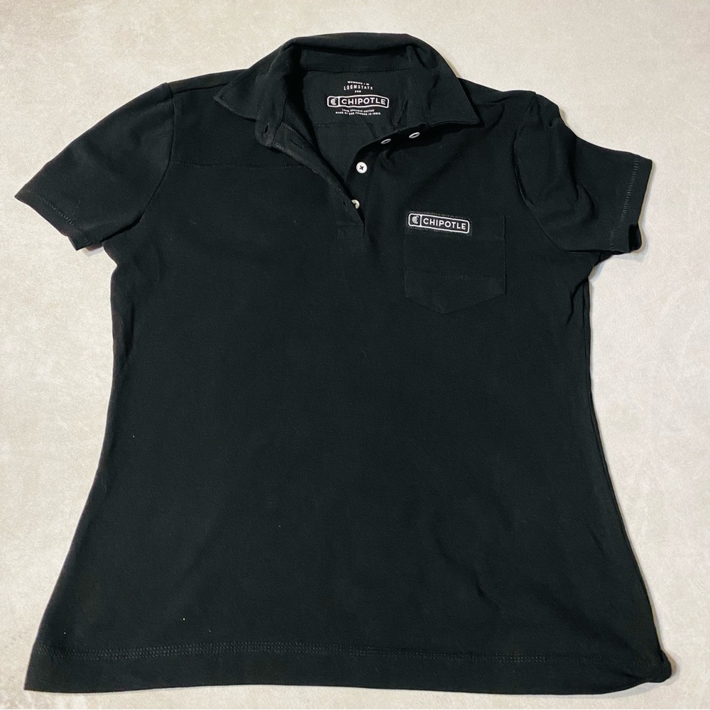Chipotle Mexican Grill Women’s Polo Size Medium Black Loomstate organic Cotton